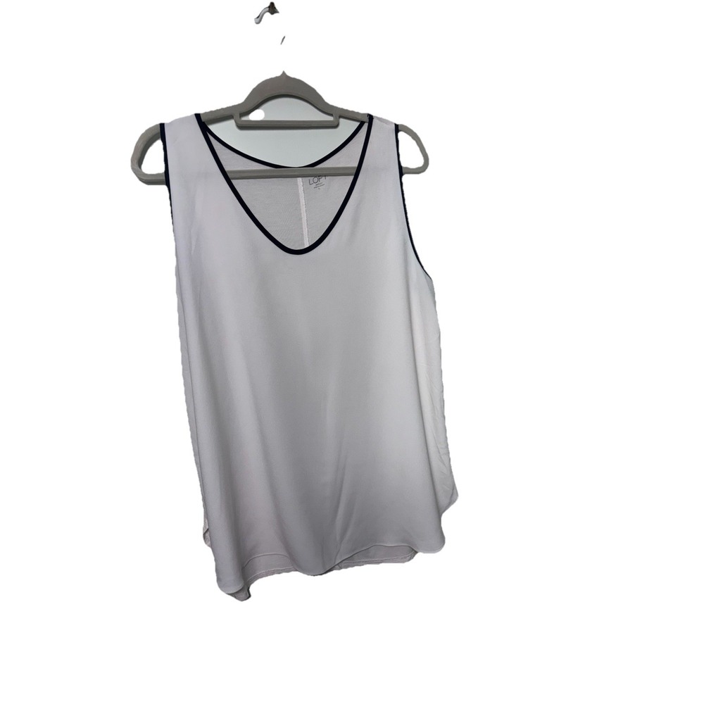 Loft Outlet Women's Sleeveless Top Size XL Off White with Black Trim. Pre-Owned
